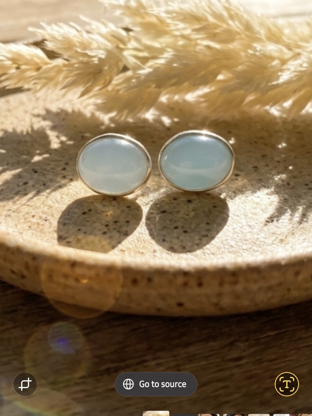 925  Sterling Silver Aqua Chelcedoni  Seafoam Oval Stud Earrings